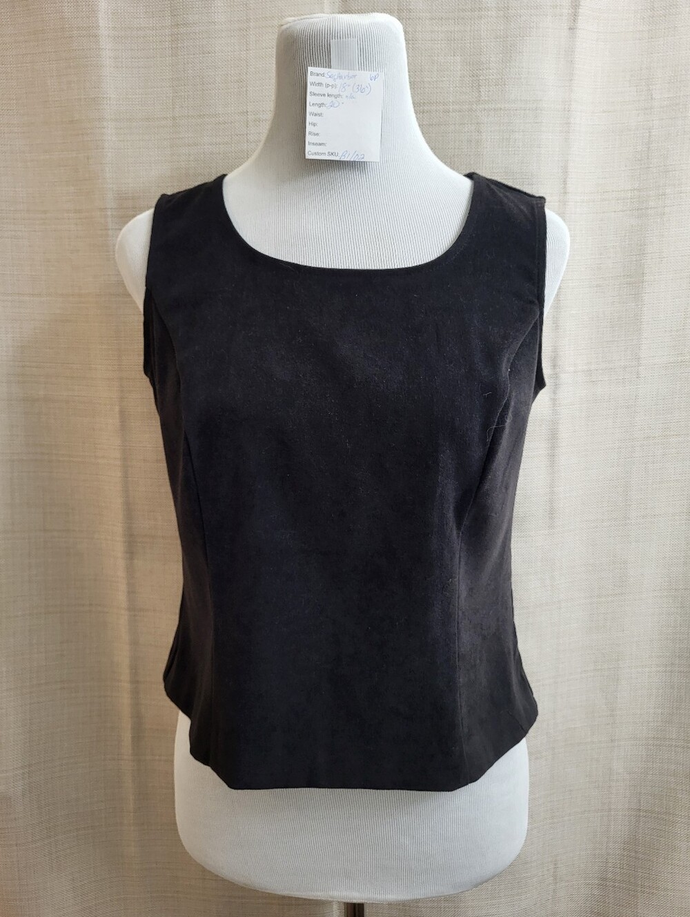 Sag Harbor Women's Faux Suede Top Black Side Zip Dressy Stretch Preppy Size 6P